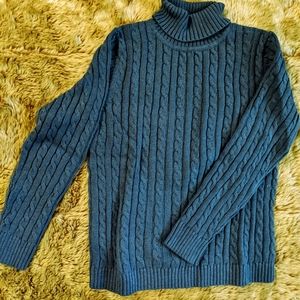 LL Bean Blue XL Turtleneck Sweater 100% Cotton